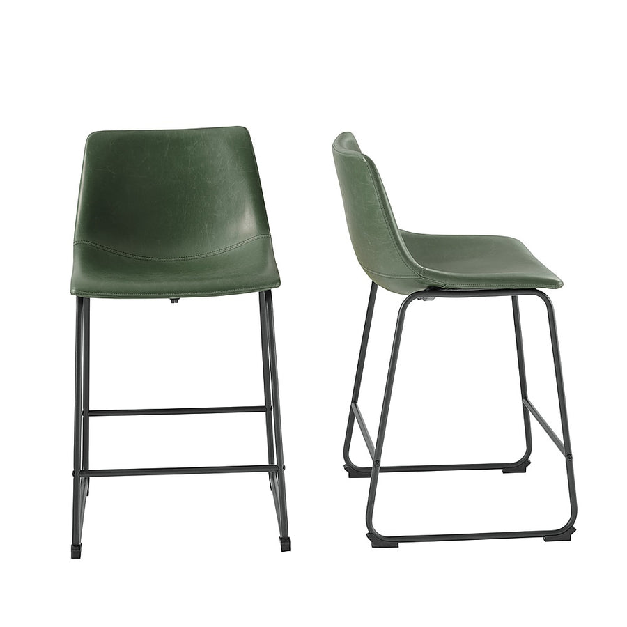 Walker Edison - Contemporary Faux Leather Dining Chairs set of 2 - Green_0