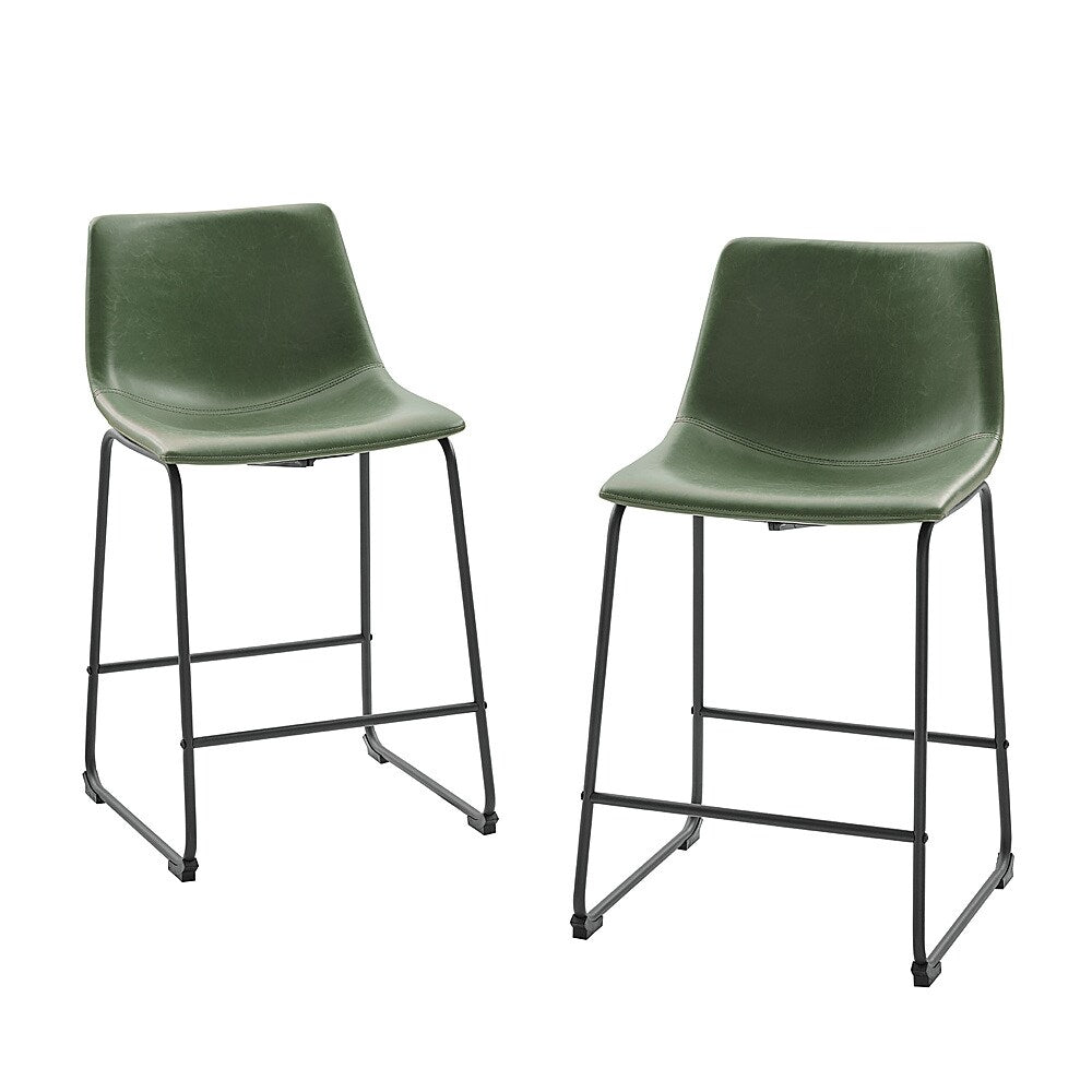Walker Edison - Contemporary Faux Leather Dining Chairs set of 2 - Green_2