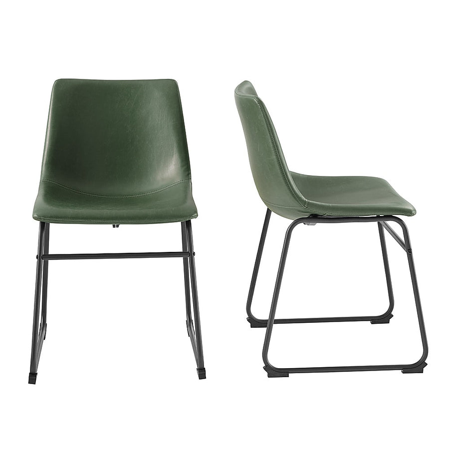Walker Edison - Contemporary Faux Leather Dining Chairs set of 2 - Green_0