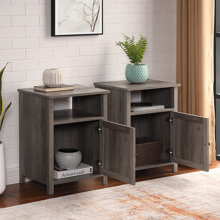 Walker Edison - 2-Piece Farmhouse Grooved-Door Side Table Set - Grey Wash_14