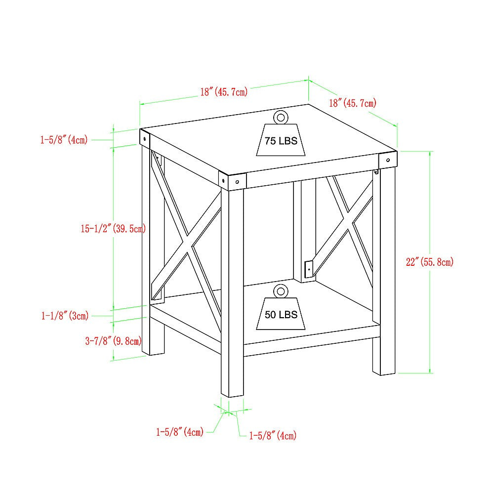 Walker Edison - 18” Farmhouse Metal-X Side Table - Sable_3