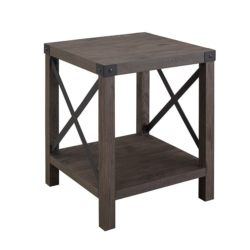 Walker Edison - 18” Farmhouse Metal-X Side Table - Sable_2