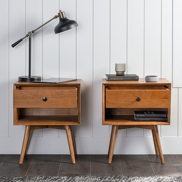 Walker Edison - Mid Century Open Cubby Nightstand set of 2 - Caramel_4