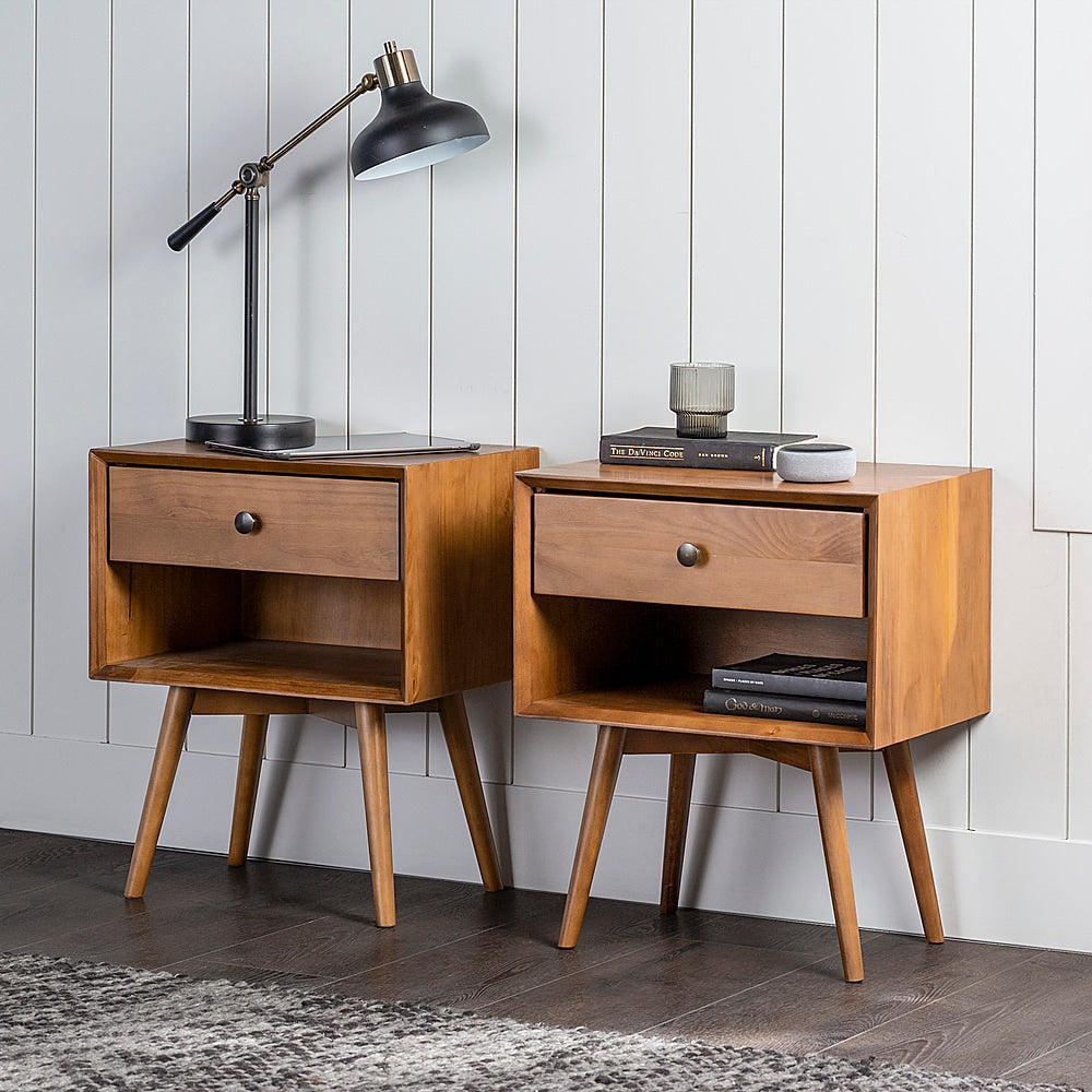 Walker Edison - Mid Century Open Cubby Nightstand set of 2 - Caramel_3