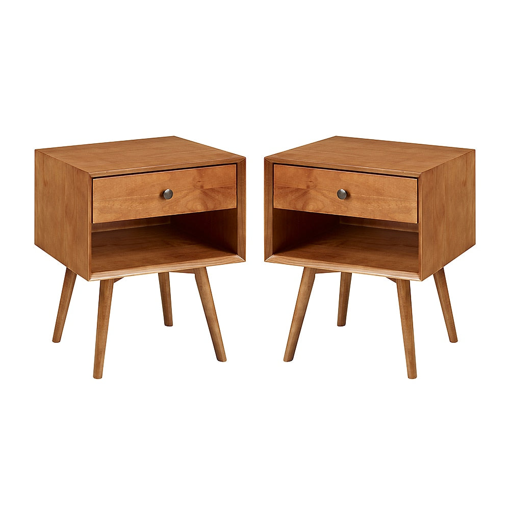 Walker Edison - Mid Century Open Cubby Nightstand set of 2 - Caramel_1