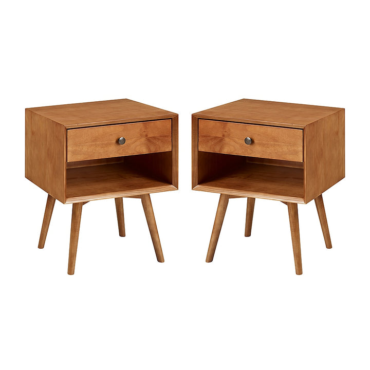 Walker Edison - Mid Century Open Cubby Nightstand set of 2 - Caramel_1