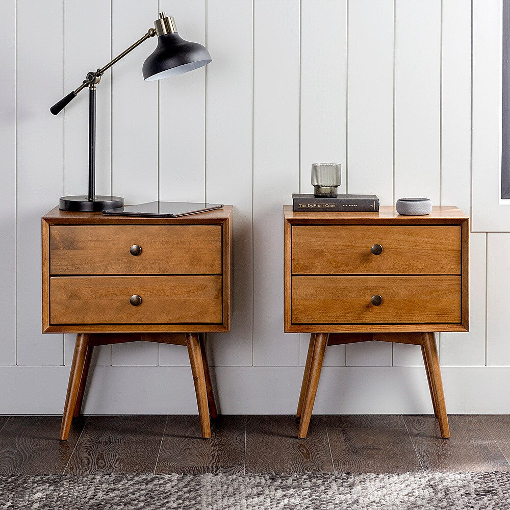 Walker Edison - Mid Century 2-Drawer Nightstand set of 2 - Caramel_8