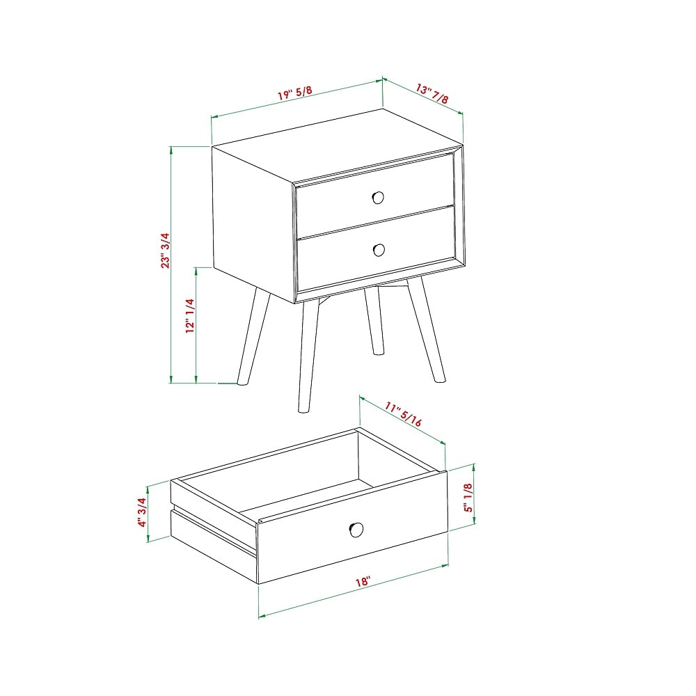 Walker Edison - Mid Century 2-Drawer Nightstand set of 2 - Caramel_4