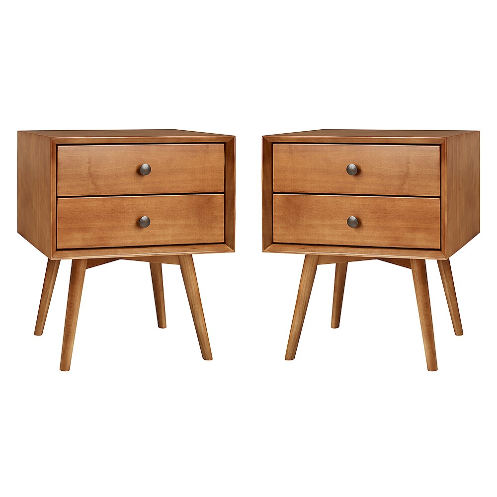 Walker Edison - Mid Century 2-Drawer Nightstand set of 2 - Caramel_2