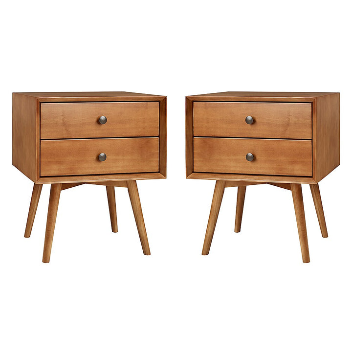 Walker Edison - Mid Century 2-Drawer Nightstand set of 2 - Caramel_2