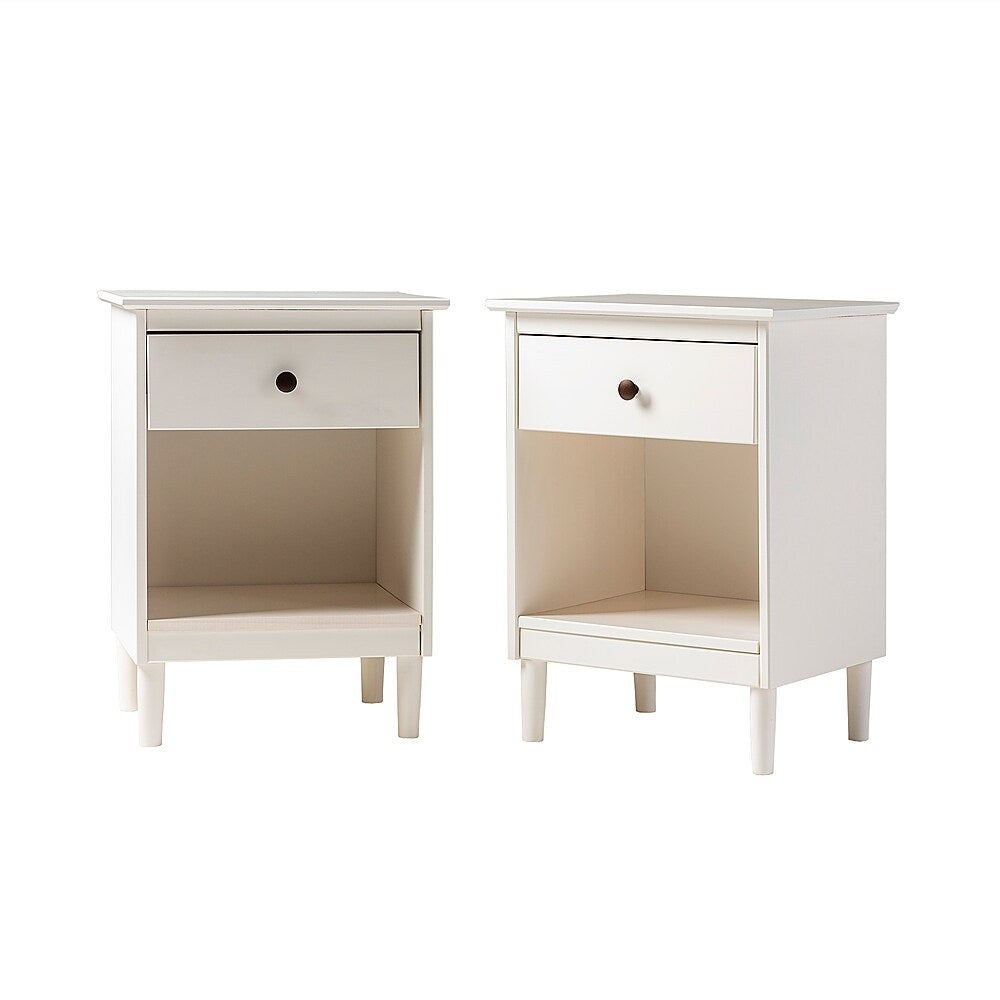 Walker Edison - Classic Wood 1-Drawer Nightstand set of 2 - White_1