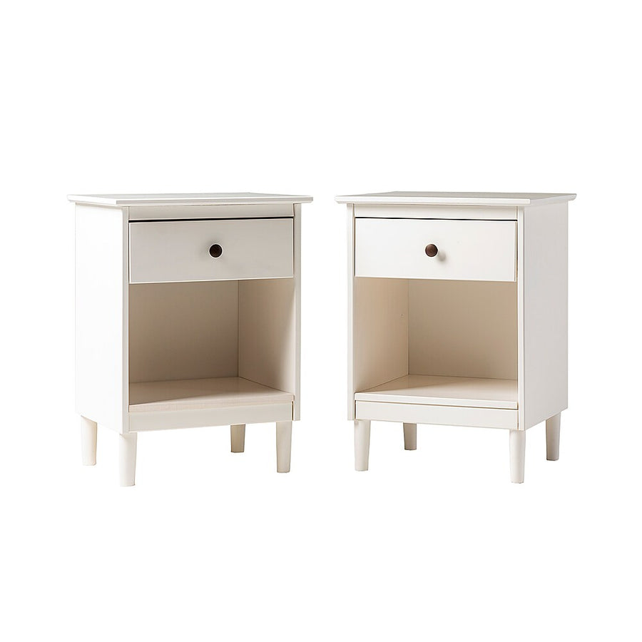 Walker Edison - Classic Wood 1-Drawer Nightstand set of 2 - White_0