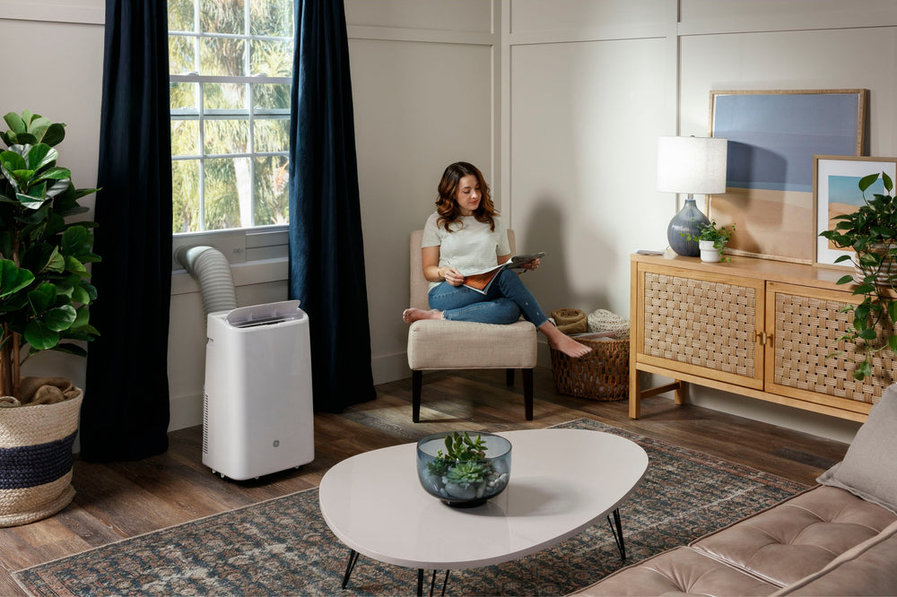 GE - 450 Sq. Ft. 11,000 BTU Smart Portable Air Conditioner  with WiFi and Remote - White_1