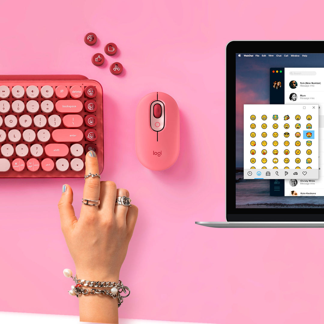 Logitech - POP Keys Wireless Mechanical Tactile Switch Keyboard for Windows/Mac with Customizable Emoji Keys - Heartbreaker Rose_8