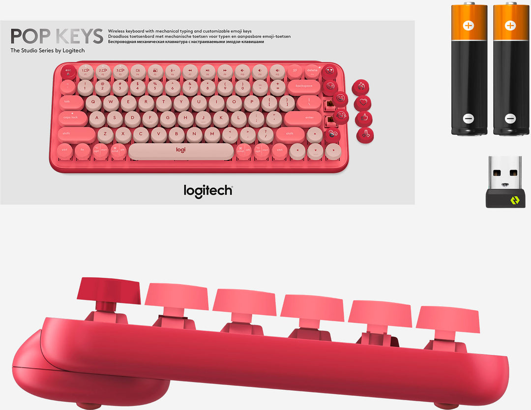 Logitech - POP Keys Wireless Mechanical Tactile Switch Keyboard for Windows/Mac with Customizable Emoji Keys - Heartbreaker Rose_2