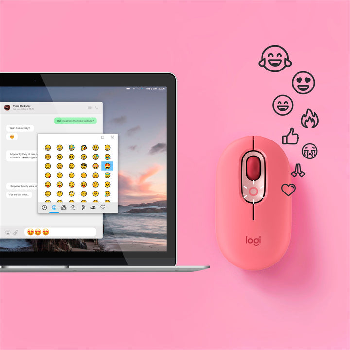 Logitech - POP Bluetooth Optical Ambidextrous Mouse with Customizable Emojis - Heartbreaker Rose_7