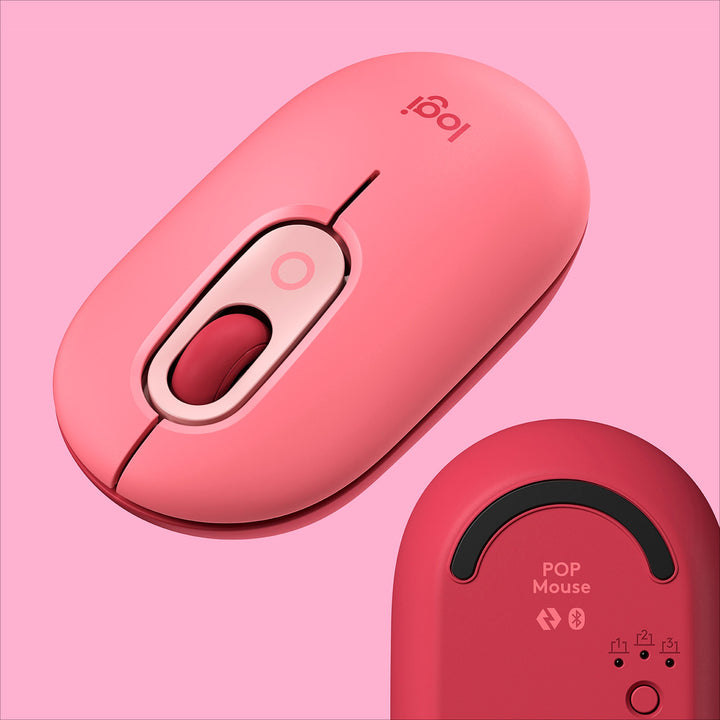 Logitech - POP Bluetooth Optical Ambidextrous Mouse with Customizable Emojis - Heartbreaker Rose_3