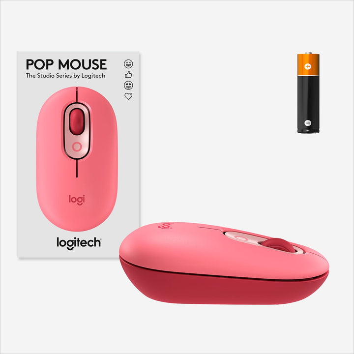 Logitech - POP Bluetooth Optical Ambidextrous Mouse with Customizable Emojis - Heartbreaker Rose_1