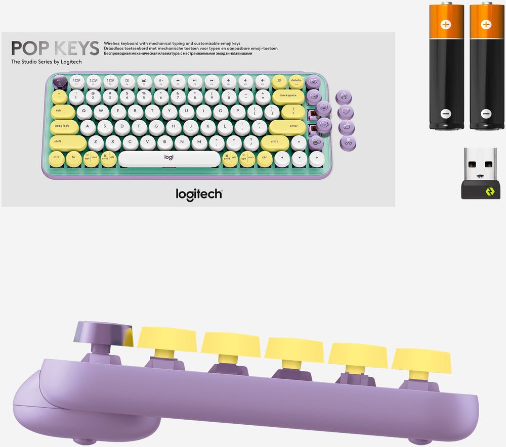 Logitech - POP Keys Wireless Mechanical Tactile Switch Keyboard for Windows/Mac with Customizable Emoji Keys - Daydream Mint (Purple)_1