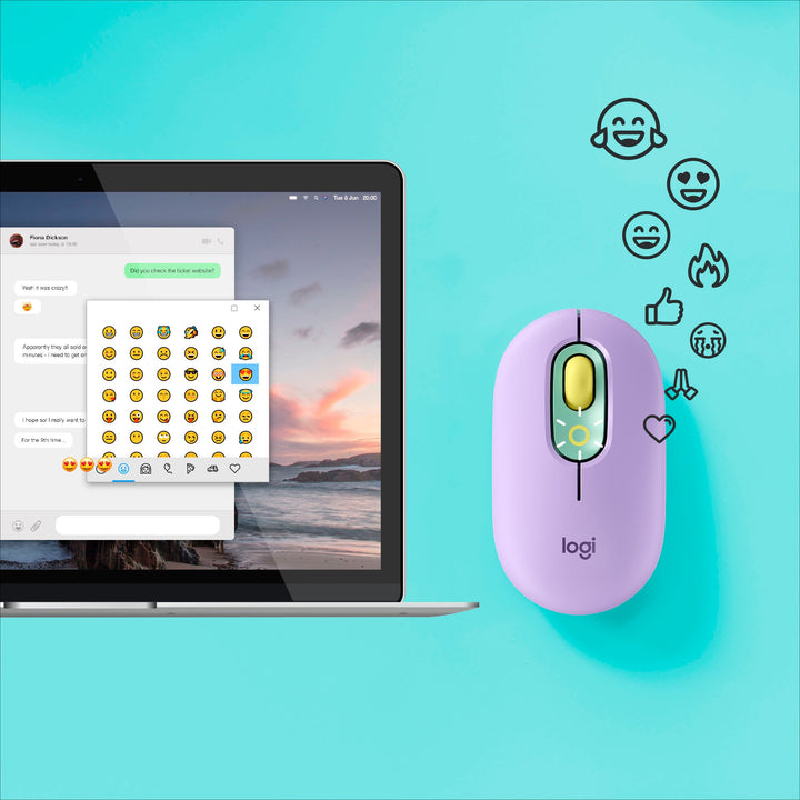 Logitech - POP Bluetooth Optical Ambidextrous Mouse with Customizable Emojis - Daydream Purple (Mint)_6