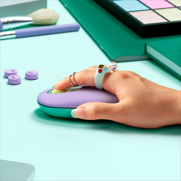 Logitech - POP Bluetooth Optical Ambidextrous Mouse with Customizable Emojis - Daydream Purple (Mint)_4