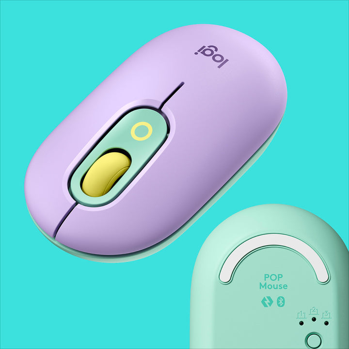 Logitech - POP Bluetooth Optical Ambidextrous Mouse with Customizable Emojis - Daydream Purple (Mint)_3