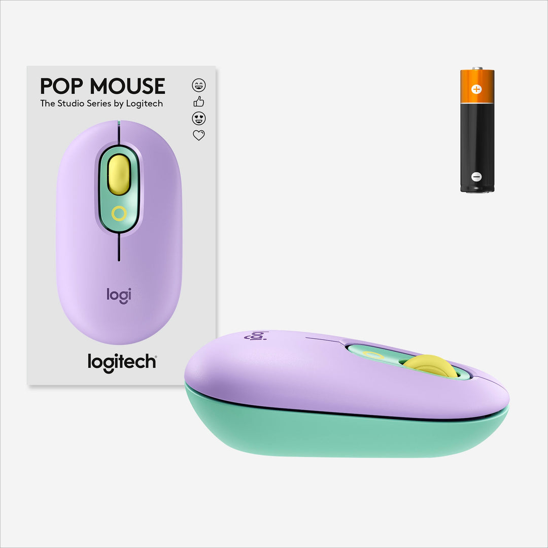 Logitech - POP Bluetooth Optical Ambidextrous Mouse with Customizable Emojis - Daydream Purple (Mint)_1