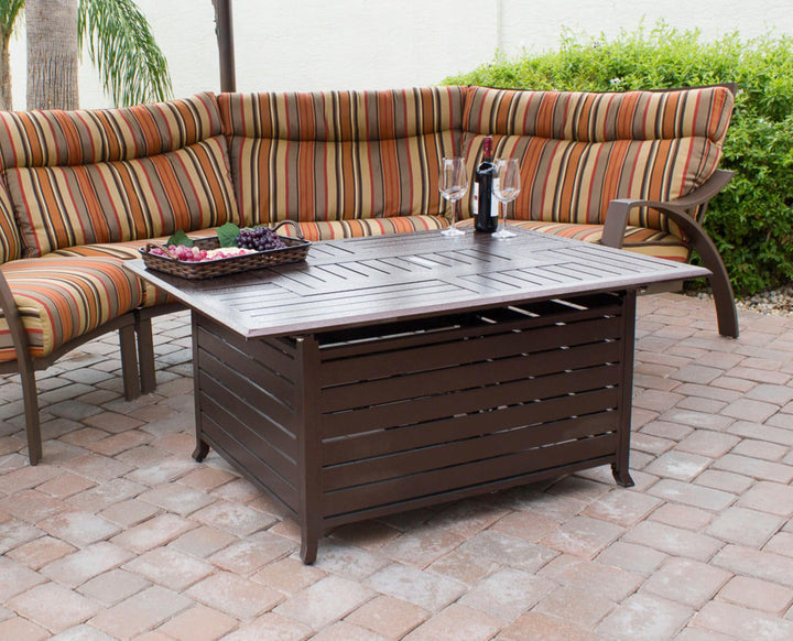 AZ Patio Heaters - Outdoor Aluminum Rectangular Fire Pit - Hammered Bronze_3