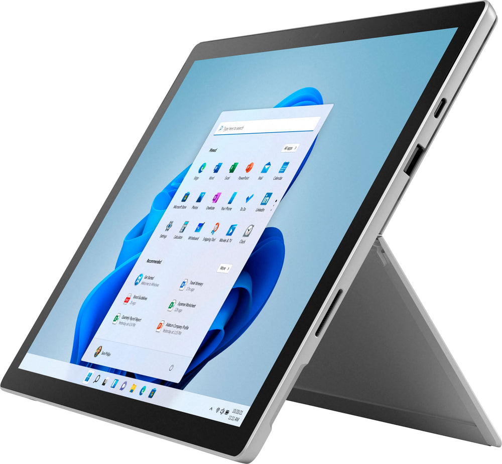 Microsoft - Surface Pro 7+ - 12.3” Touch Screen – Intel Core i3 – 8GB Memory – 128GB SSD with Black Type Cover (Latest Model) - Platinum_1