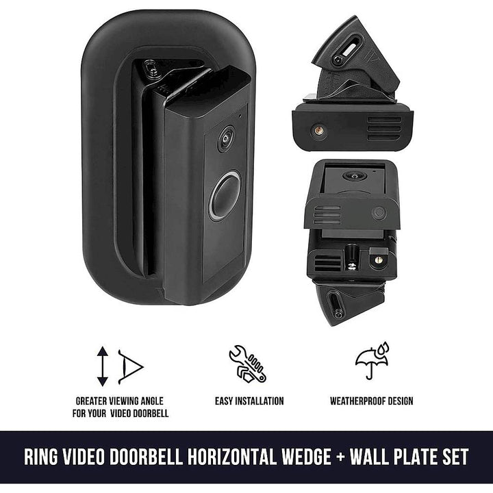 Wasserstein - Horizontal Adjustable Angle Mount and Wall Plate for Ring Video Doorbell Wired - Black_5