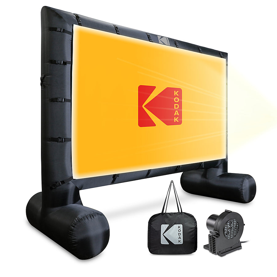 Kodak - Giant Inflatable Projector Screen, Outdoor Movie Screen, 14.5 ft. Blow Up Projector Screen with Pump and Carrying Case - White_0