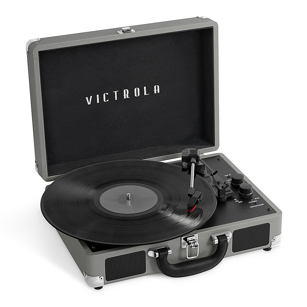 Victrola Journey Bluetooth Suitcase Record Player with 3-speed Turntable - New Grey_0
