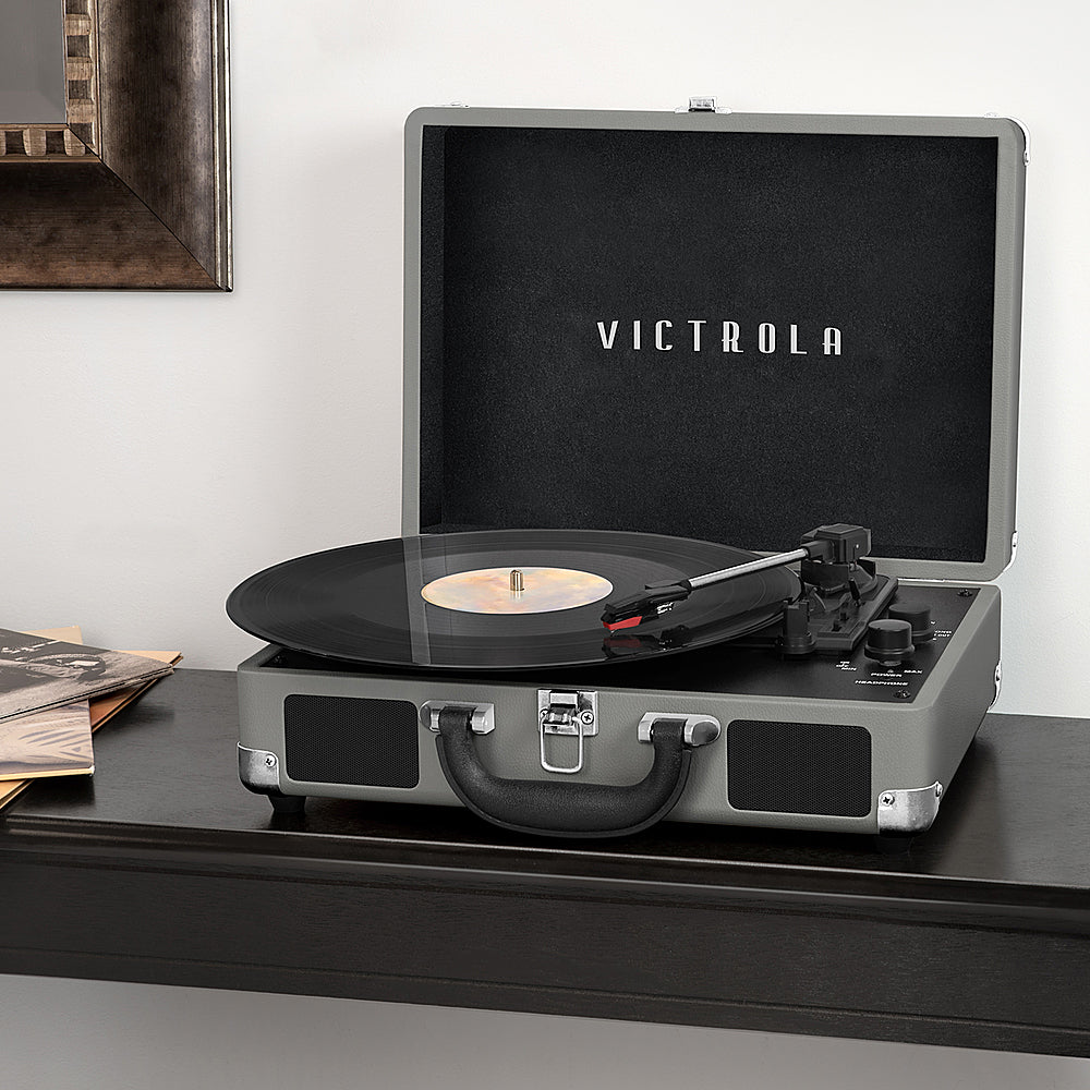 Victrola Journey Bluetooth Suitcase Record Player with 3-speed Turntable - New Grey_1