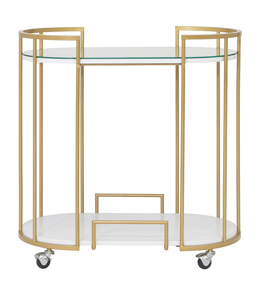 Studio Designs - Pavillion Oval 2-Tier Metal and Glass Bar Cart - Gold_0