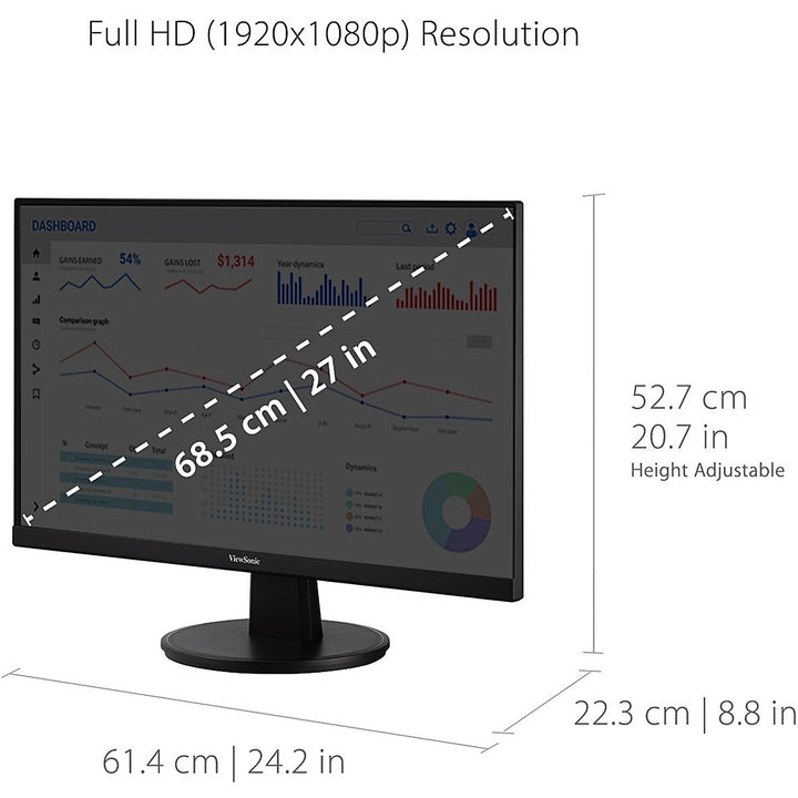 ViewSonic - 27 LCD FHD Monitor (DisplayPort VGA, HDMI) - Black_5