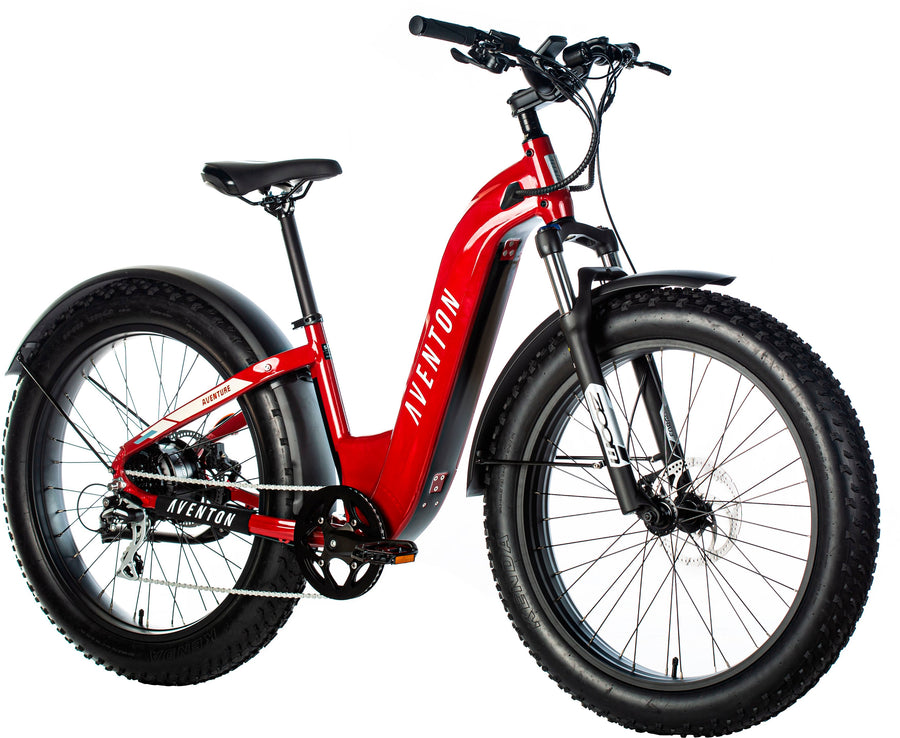Aventon - Aventure Step-Through Ebike w/ 45 mile Max Operating Range and 28 MPH Max Speed - Electric Red_0