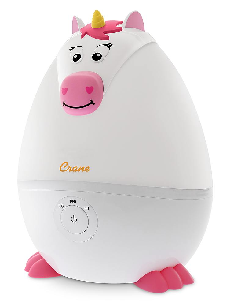 CRANE - 0.5 Gal. Adorable Ultrasonic Cool Mist Humidifier Unicorn - White/Pink_0