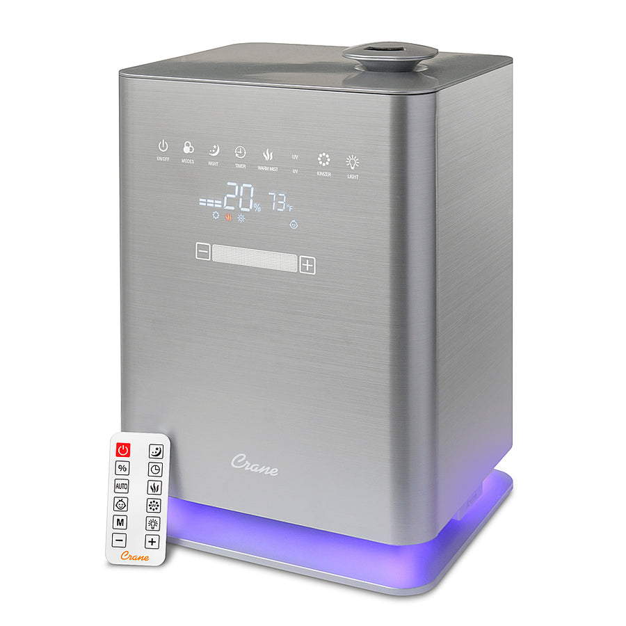 CRANE - 1.2 Gal. UV Light Warm & Cool Mist Humidifier with Remote - Gray_0