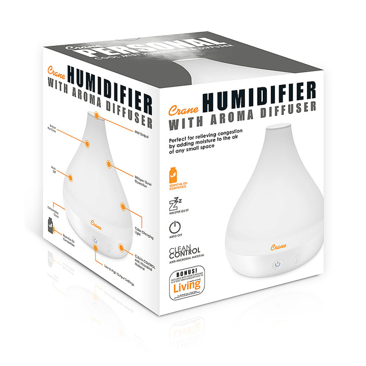 CRANE - 0.35 Gal. 2-in-1 Ultrasonic Cool Mist Humidifer & Aroma Diffuser - White_5