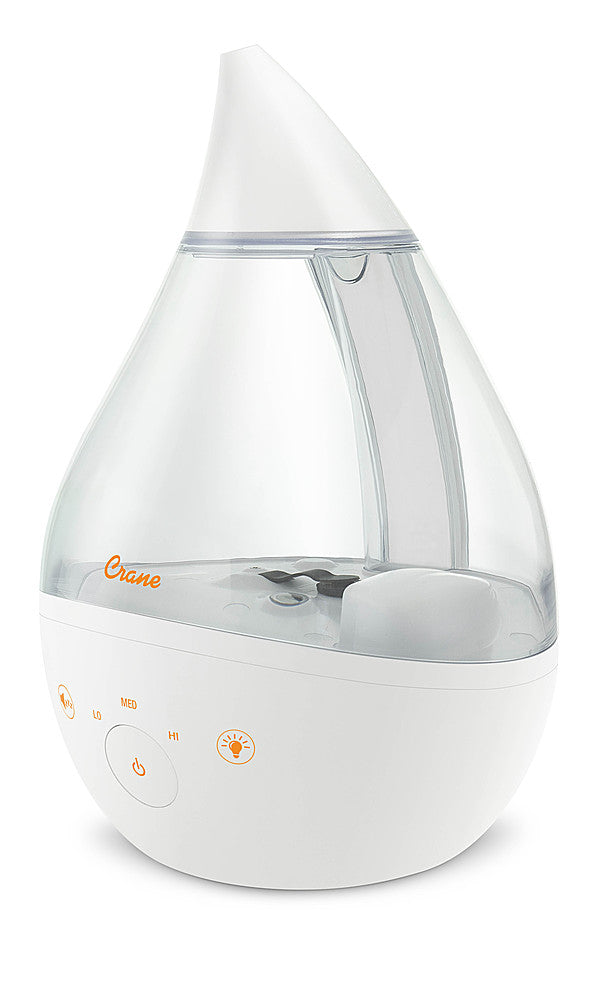 CRANE - 1 Gal. Drop Cool Mist Humidifier with Sound Machine - Clear/White_0