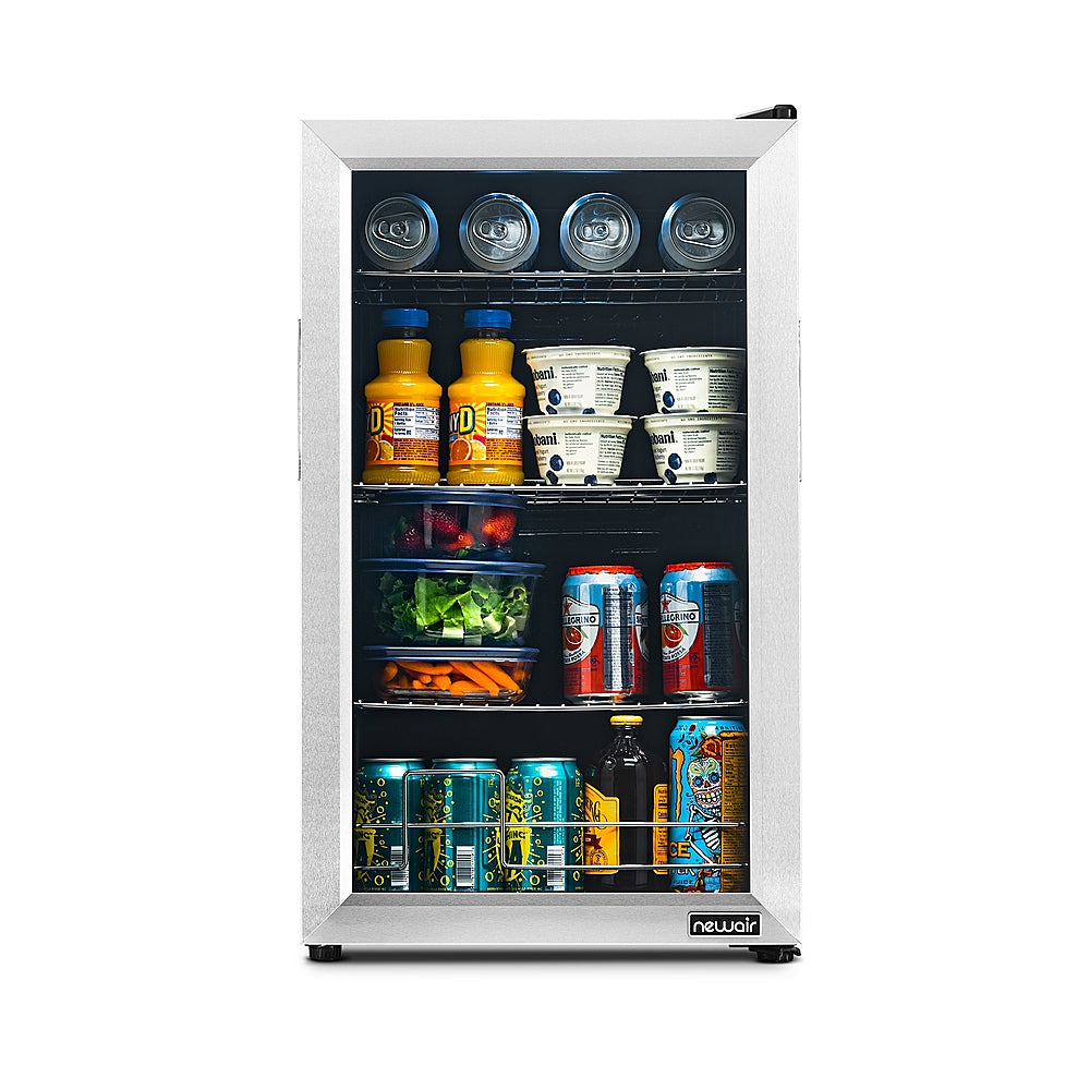 Newair 100 Can Beverage Fridge with Glass Door - Stainless steel_0