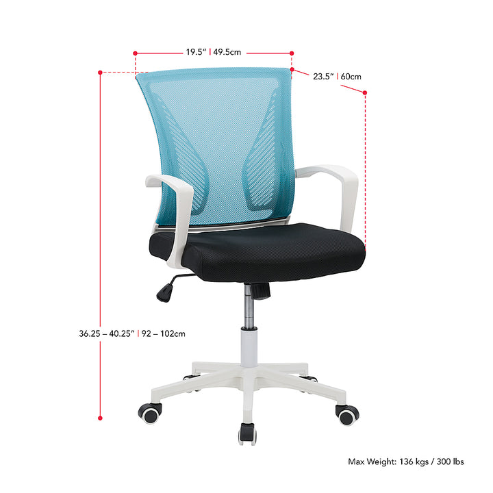 CorLiving - Workspace Ergonomic Mesh Back Office Chair - Teal and White_9