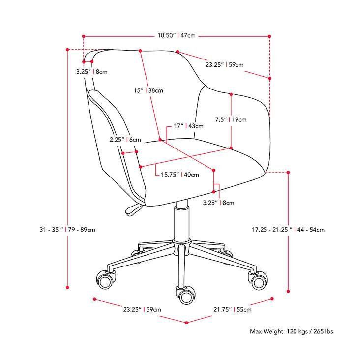 CorLiving - Marlowe Upholstered Chrome Base Task Chair - Grey_10