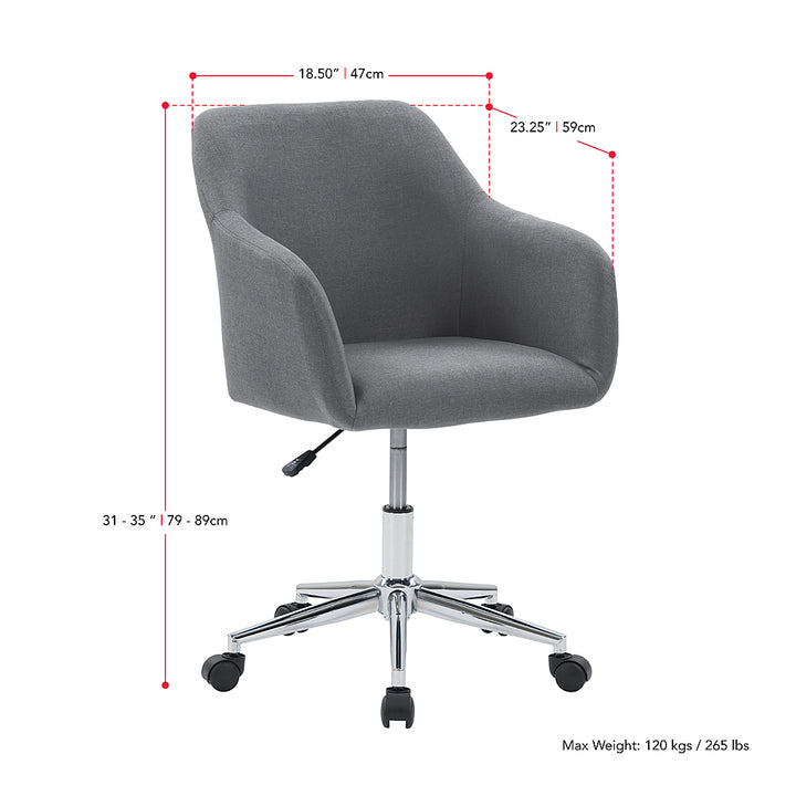 CorLiving - Marlowe Upholstered Chrome Base Task Chair - Grey_8
