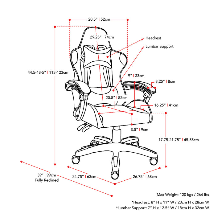 CorLiving - Ravagers Gaming Chair - Black and White_10