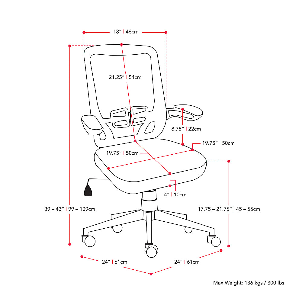 CorLiving - Workspace High Mesh Back Office Chair - Red_2