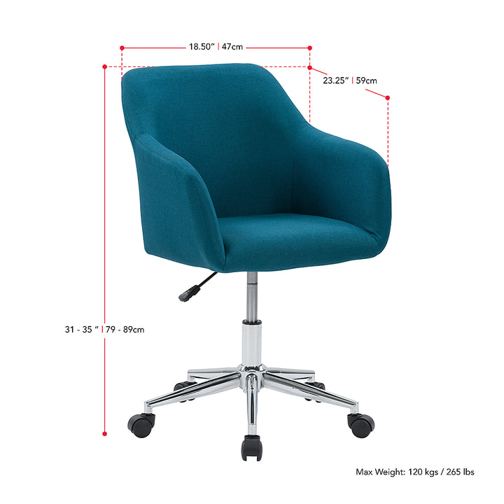 CorLiving - Marlowe Upholstered Chrome Base Task Chair - Dark Blue_8