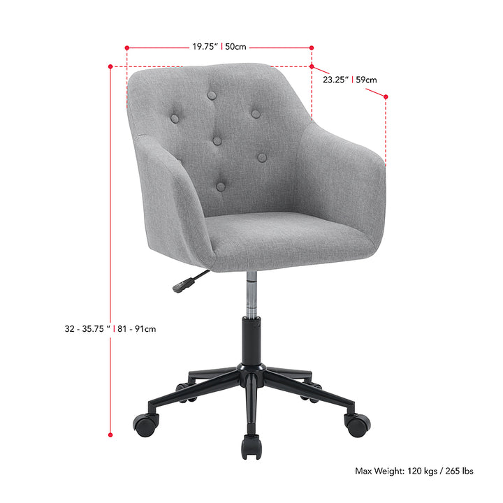 CorLiving - Marlowe Upholstered Button Tufted Task Chair - Light Grey_9