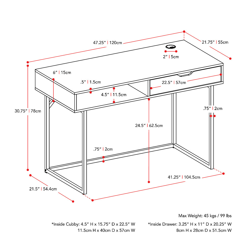 CorLiving - Auston 1-Drawer Desk - White_11