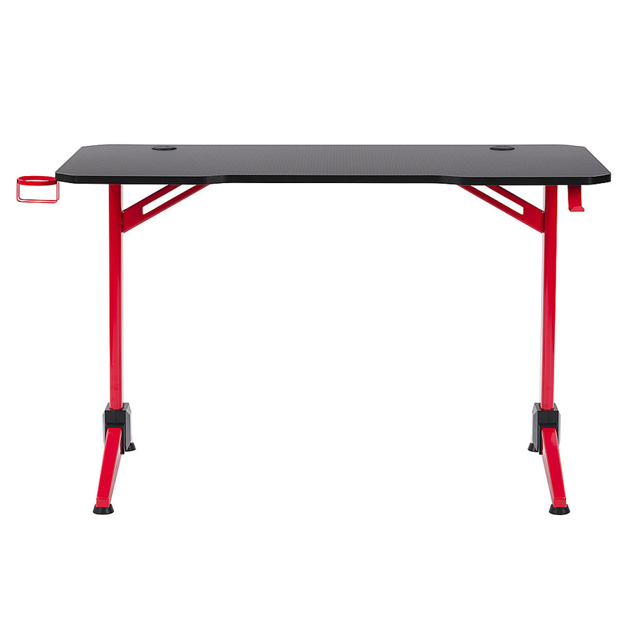 CorLiving - Conqueror Gaming Desk with LED Lights - Red and Black_0